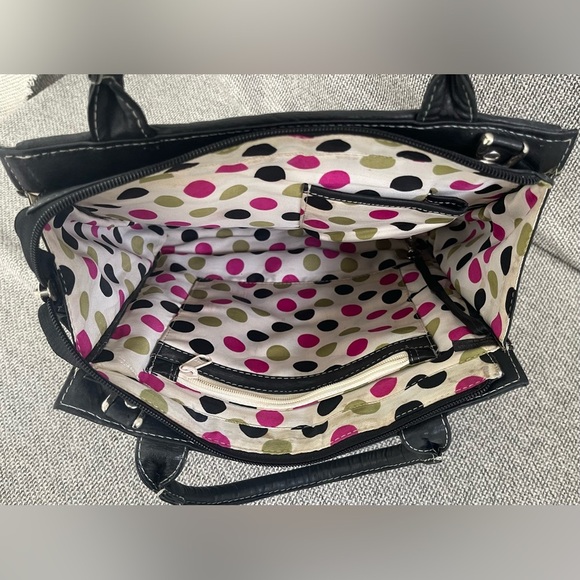 Elegant Black Satchel with Woven Texture, Dual Handles & Strap Genuine Leather - Picture 7 of 16